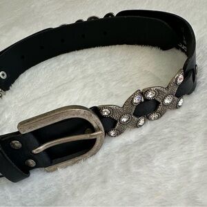Promod Black Belt with Silver & rhinestone Embellishments